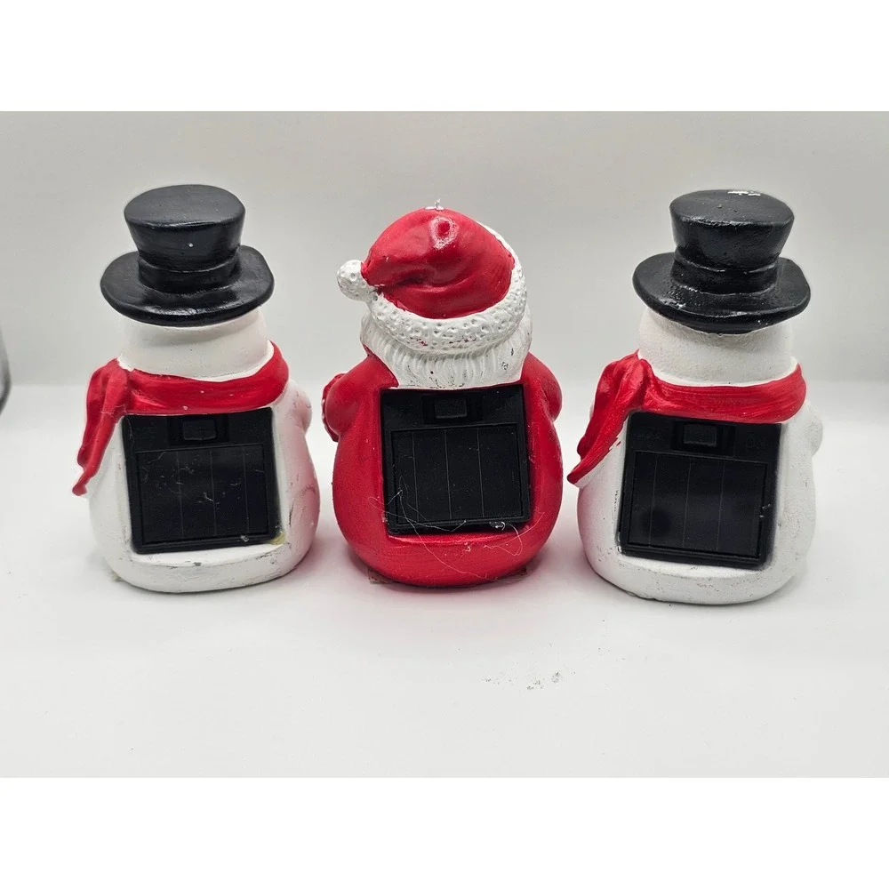 Christmas Solar Powered Pathway Lights Santa Claus and Snowman Trio 3 Piece Set